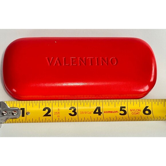 Valentino Cherry Red Eyeglasses Hard Eyeglass Case Leather Clamshell 6\